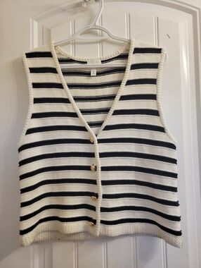 2/ $25 H&M Black & White Striped Knit Vest